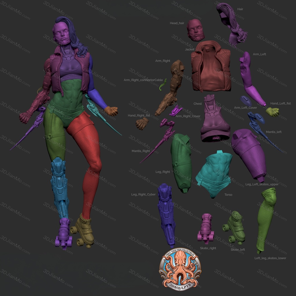 3DSqulpts 赛博朋克女孩