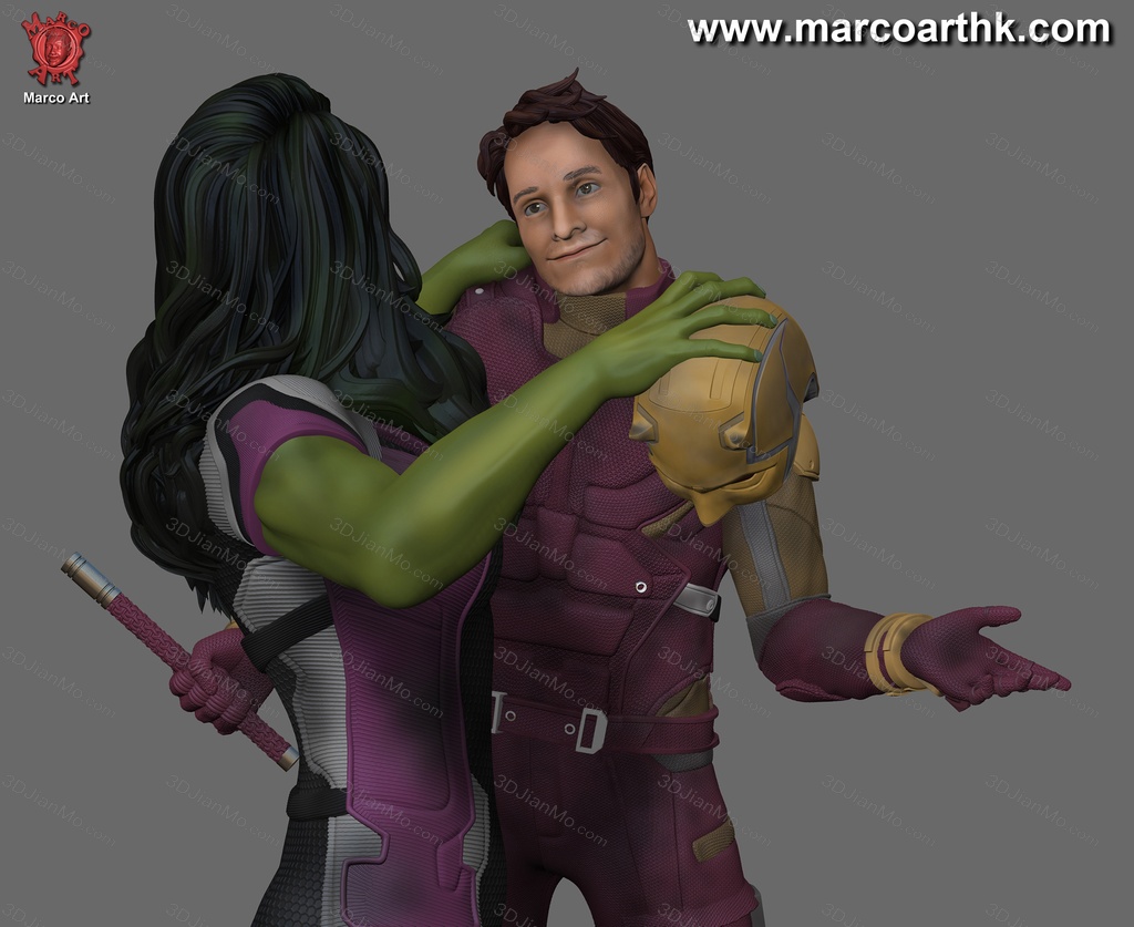 Marco Art 漫威 女绿巨人和夜魔侠