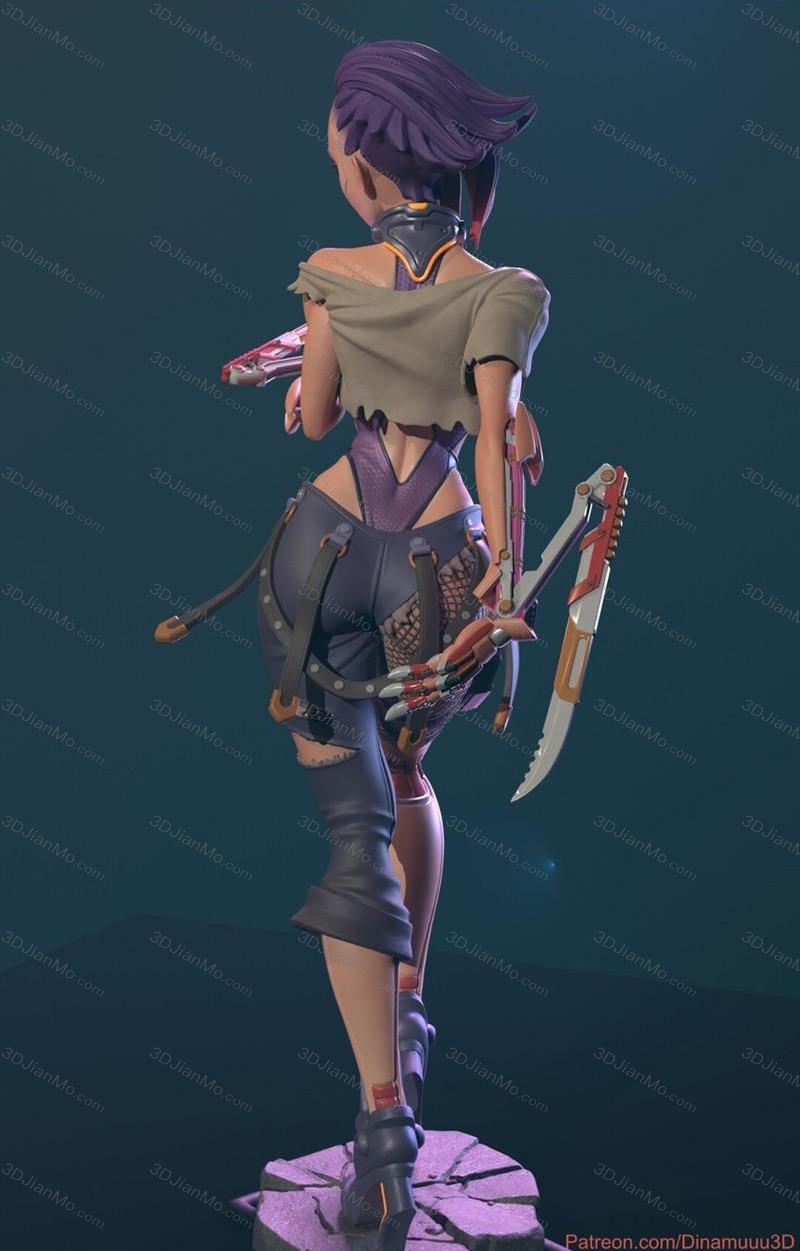 Dinamuuu 3D 赛博朋克女孩 花