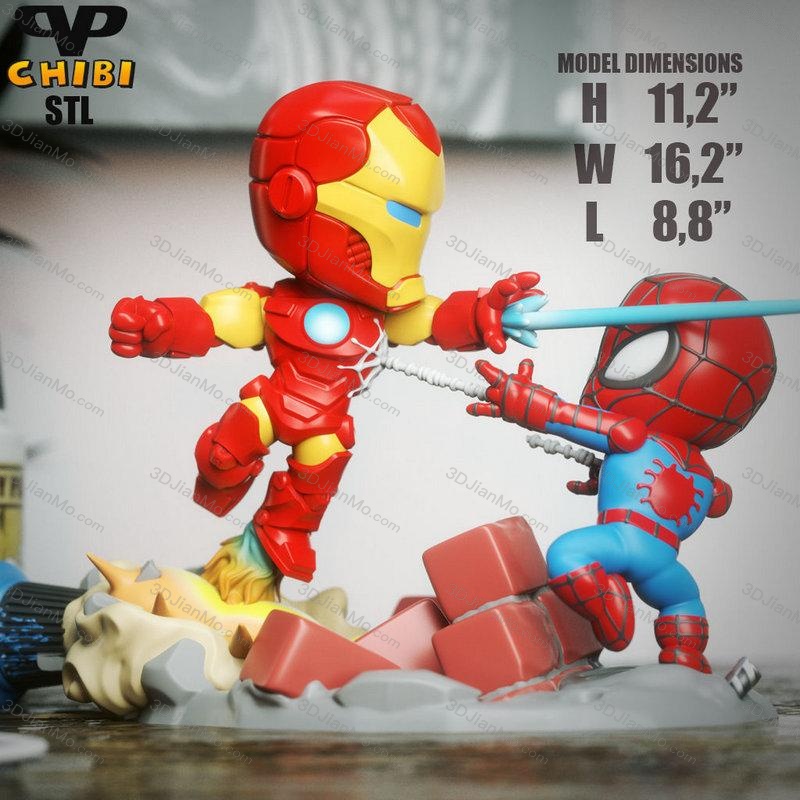 Chibi STL 漫威 钢铁侠VS蜘蛛侠
