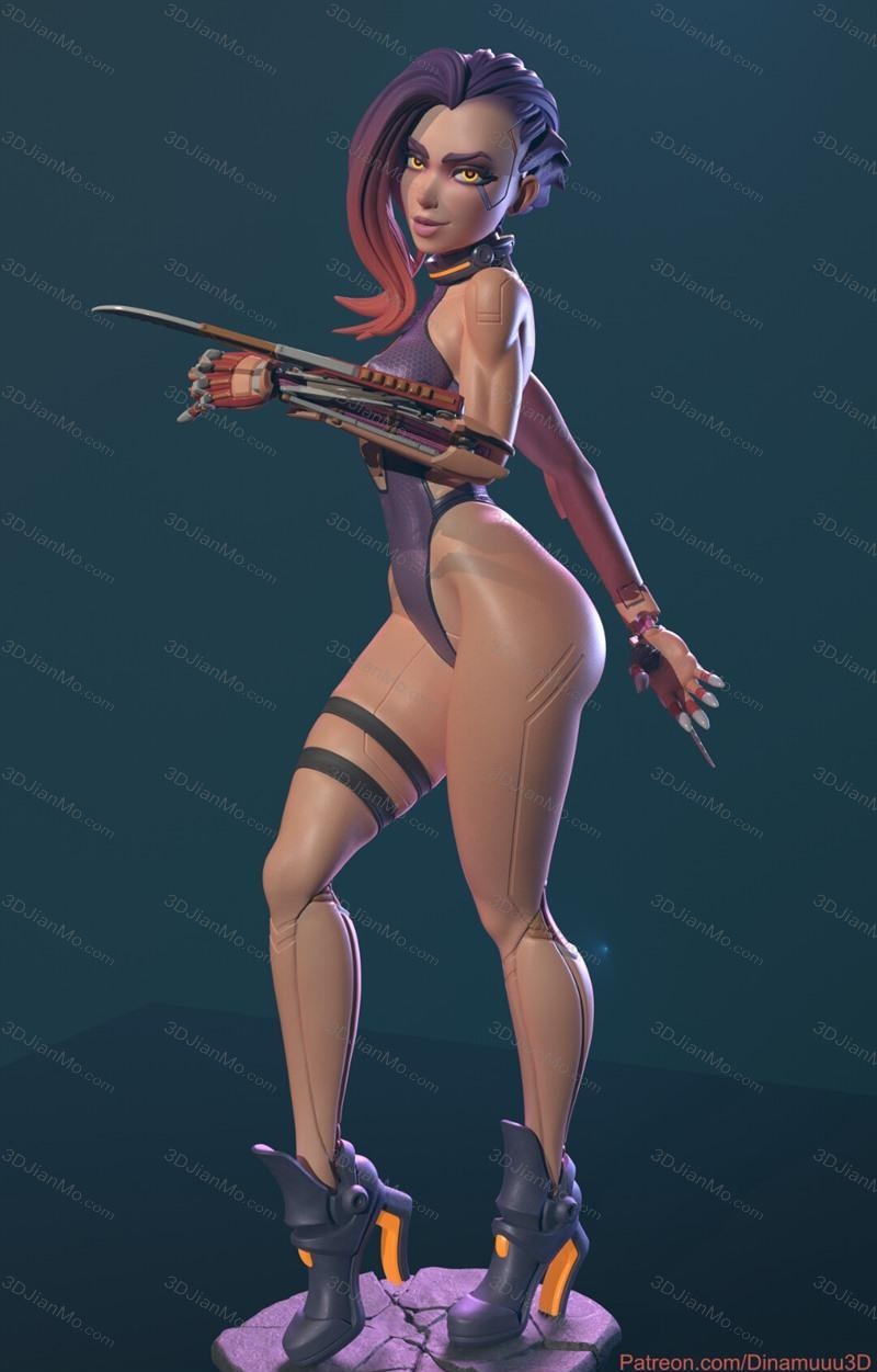 Dinamuuu 3D 赛博朋克女孩 花