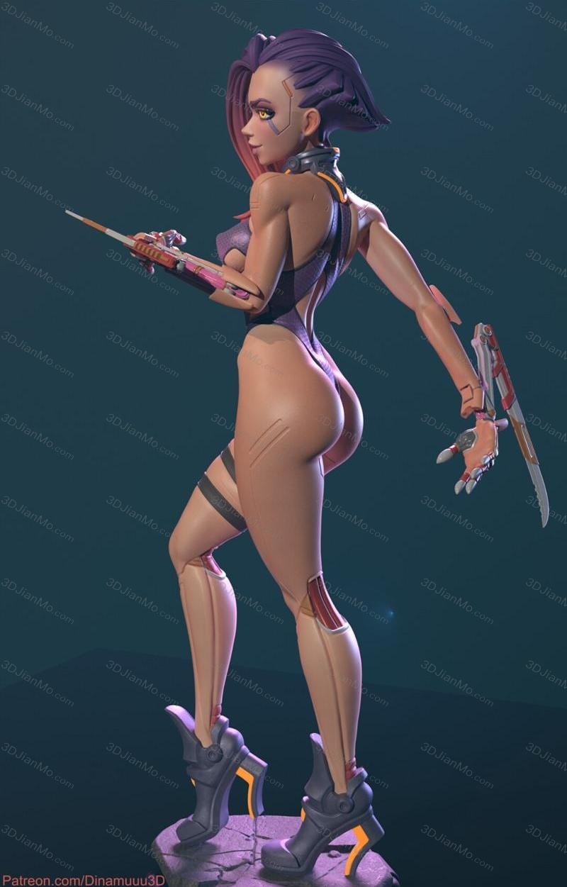 Dinamuuu 3D 赛博朋克女孩 花