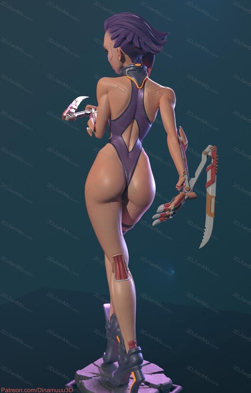 Dinamuuu 3D 赛博朋克女孩 花