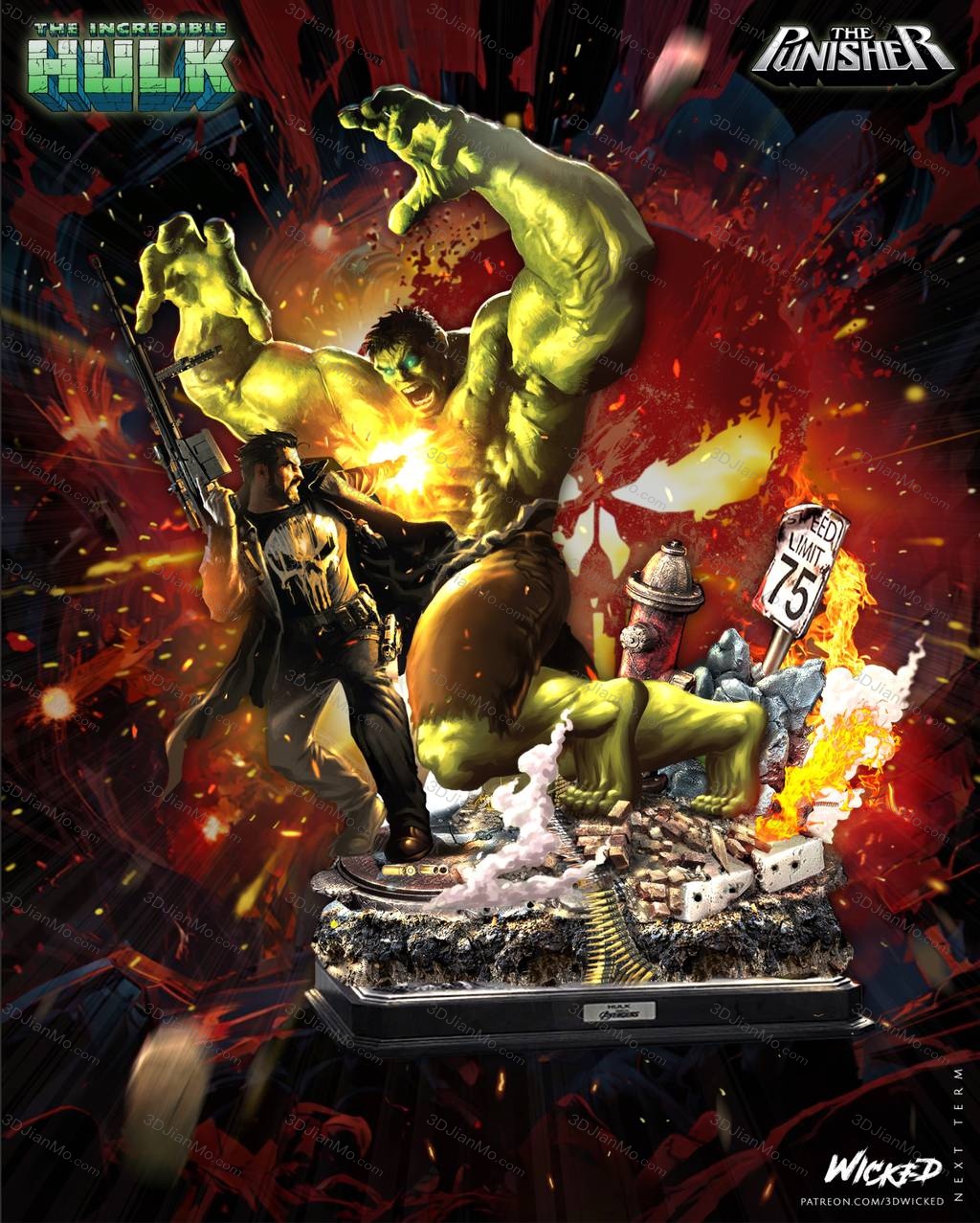 3DWicked 漫威 浩克和惩罚者