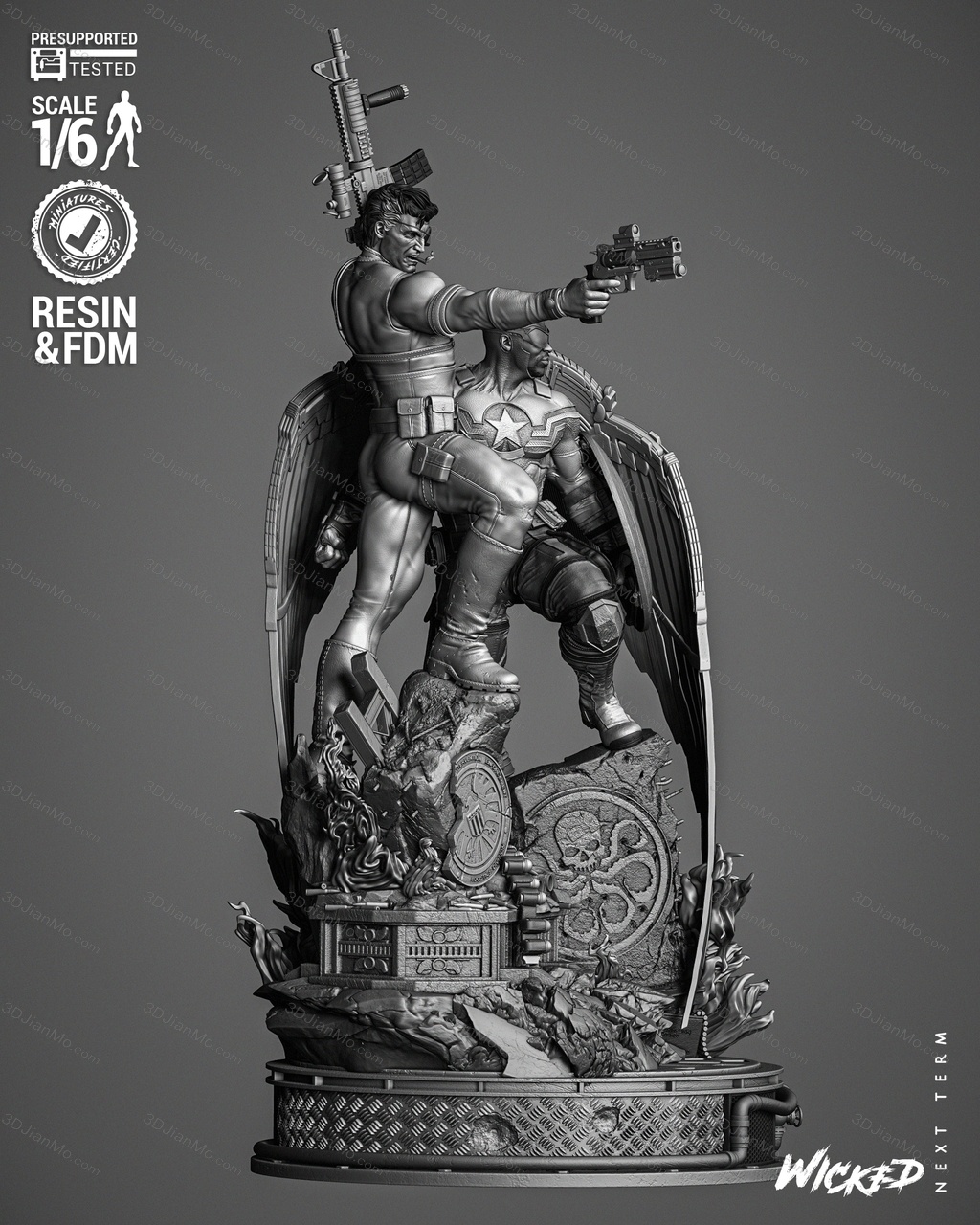 3DWicked 漫威 尼克·弗瑞和山姆·威尔逊