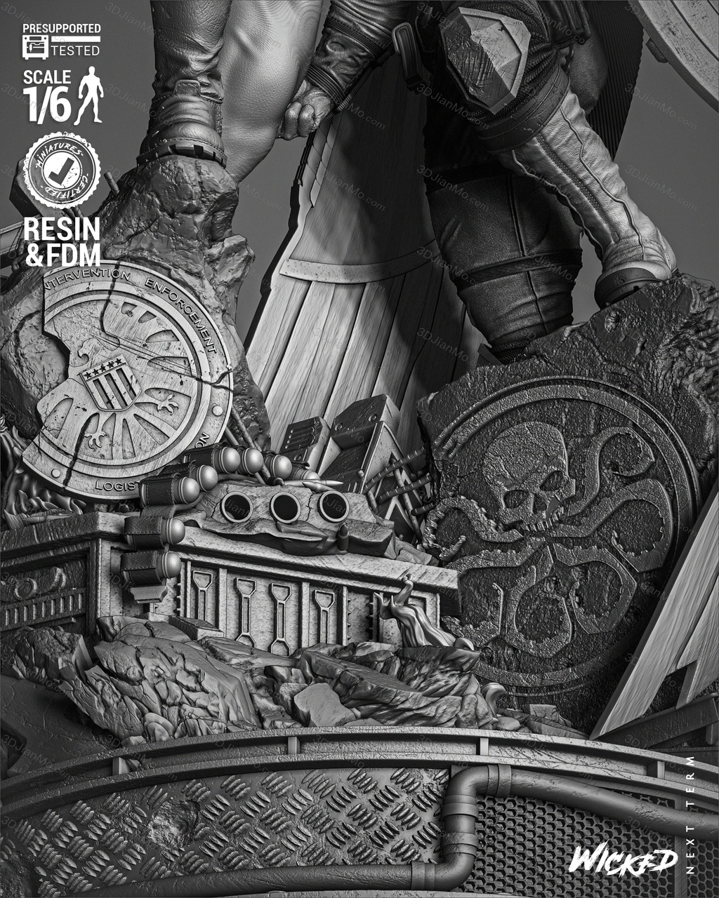 3DWicked 漫威 尼克·弗瑞和山姆·威尔逊