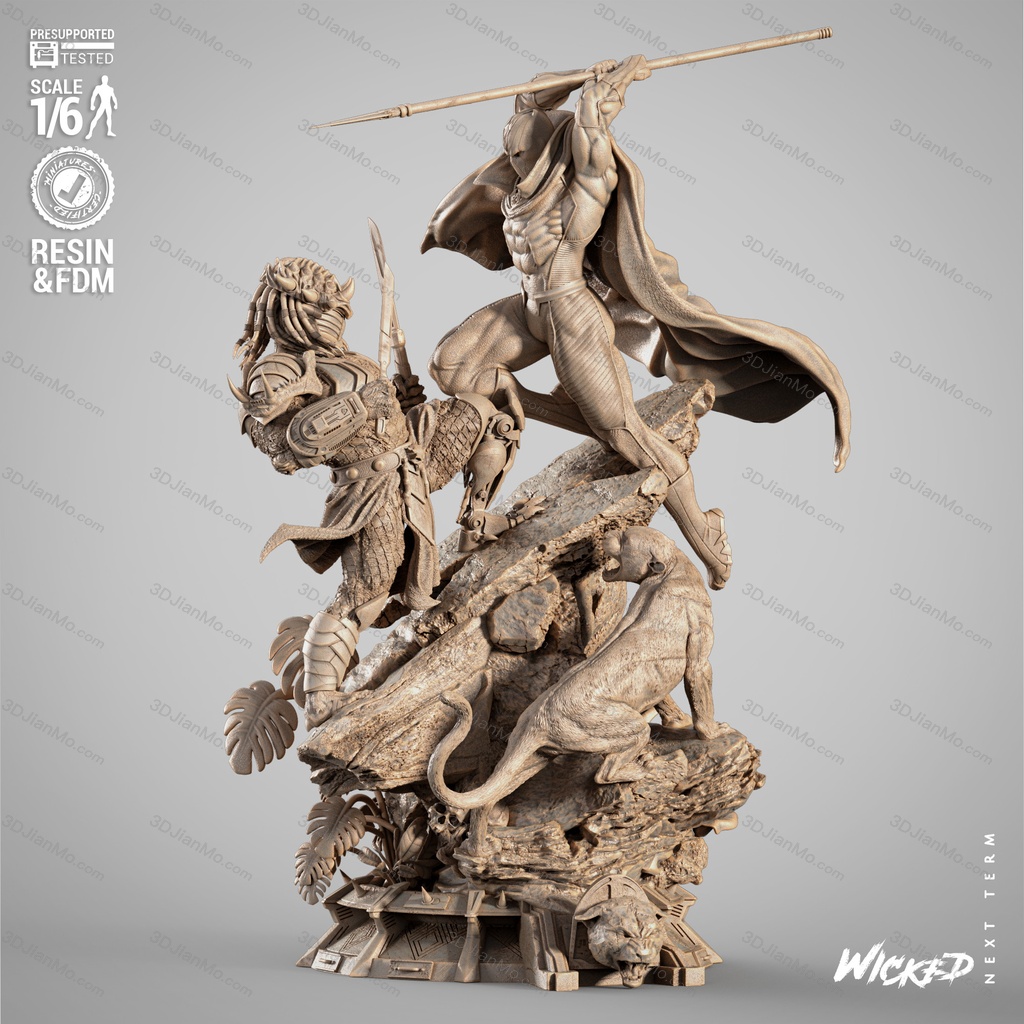 3DWicked 漫威 黑豹对战铁血战士