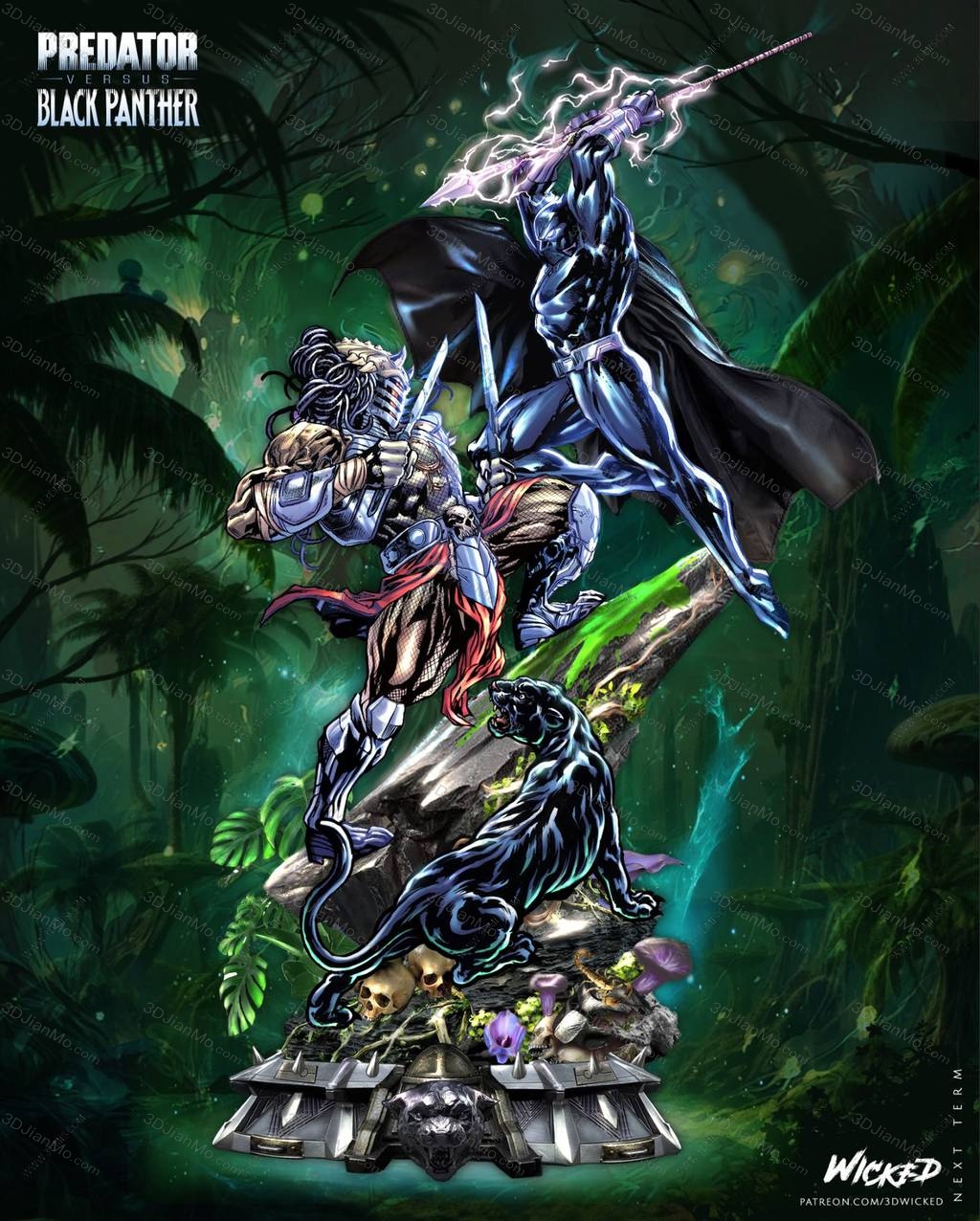 3DWicked 漫威 黑豹对战铁血战士